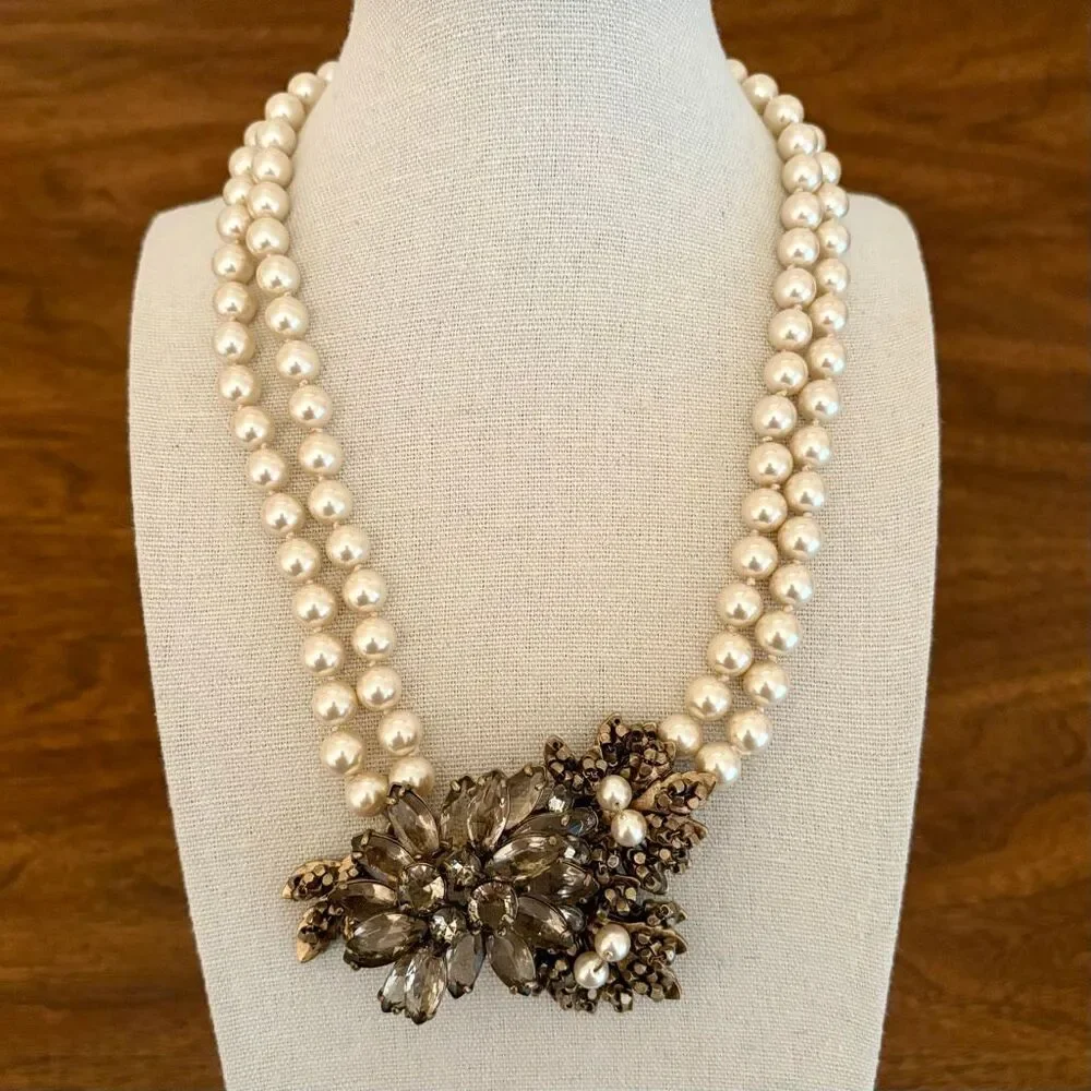 J.Crew | Ornate Pearl Statement Necklace | 18” Adjustable